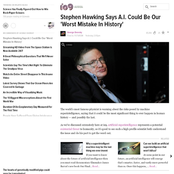 Stephen Hawking Says A.I. Could Be Our 'Worst Mistake In History'