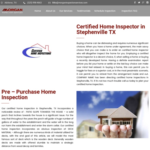 Certified Home Inspector in Stephenville TX - Morgan Inspection Services