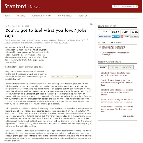 Text of Steve Jobs Commencement address (2005)