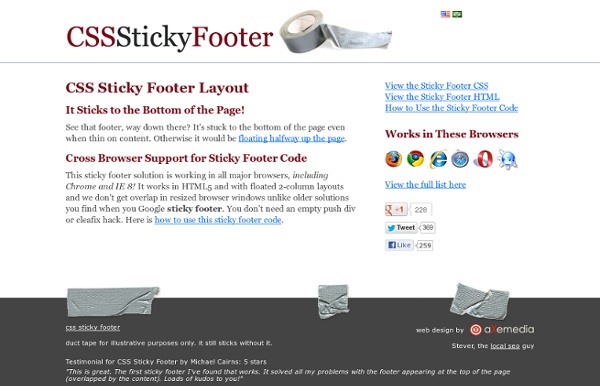 New CSS Sticky Footer - 2010 - HTML for Bottom of Page Footer
