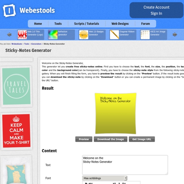 Sticky-Notes Generator - free online bloc notes sticky-notes generator create photoshop yellow notes image web 2.0 web site add post-it image free generator online bloc notes