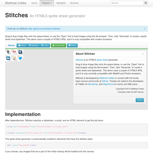 Stitches - An HTML5 sprite generator