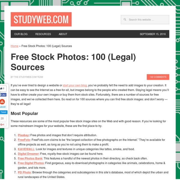 100 Legal Sources for Stock Free Photos