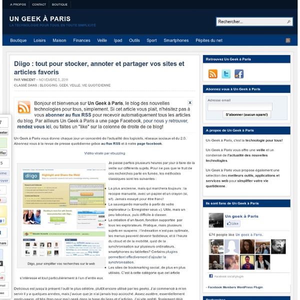 Diigo : tout pour stocker, annoter et partager vos sites et articles favoris