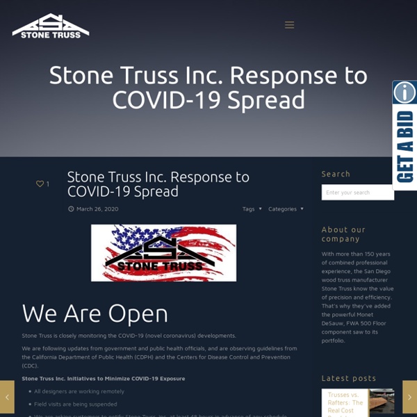 Stone Truss Inc. Response to COVID-19 Spread