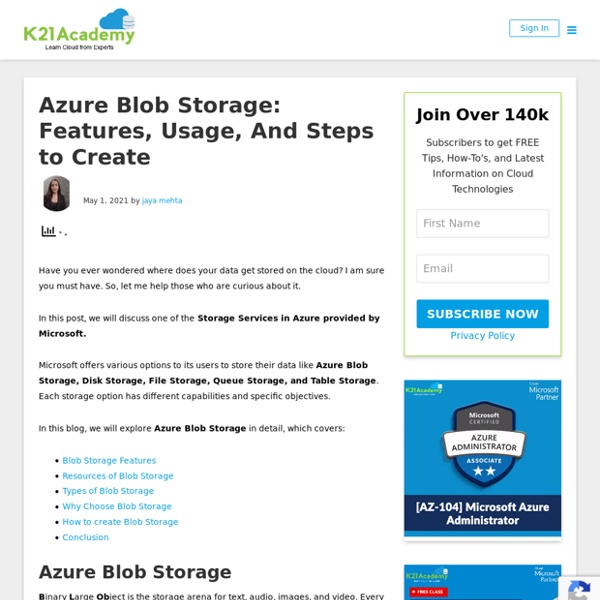 Steps to Create Azure Blog Stoarge
