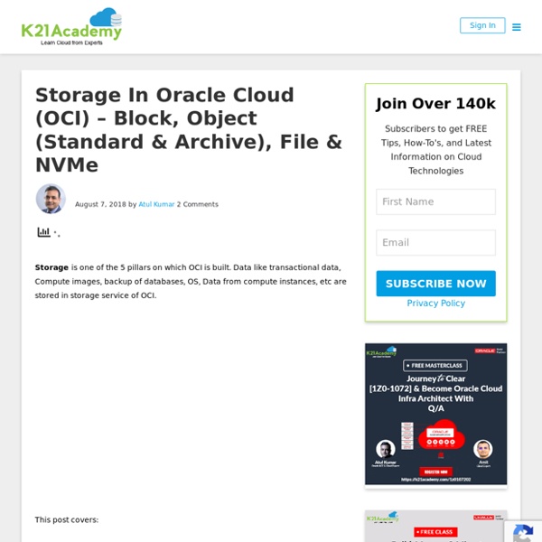 Storage In OCI - Block, Object (Standard & Archive), File, NVMe