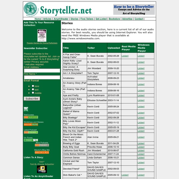 Storytelling, Storytellers, Stories, Story, Storytelling Techniques, Hear a Story, Read Stories, Audio Stories, Find Tellers, How to Tell A Story - Stories