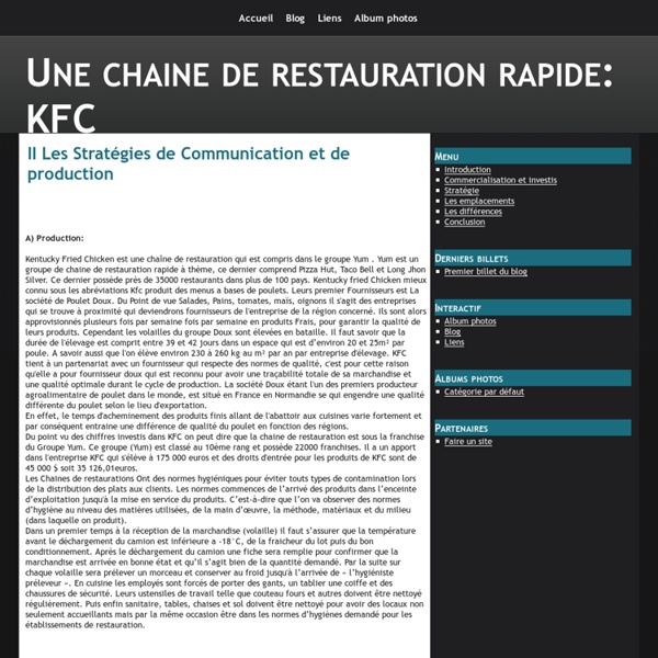 II Les Stratégies de Communication et de production - Une chaine de restauration rapide: KFC