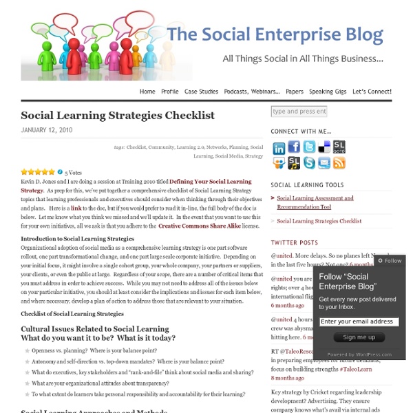 Social Learning Strategies Checklist « Social Enterprise Blog