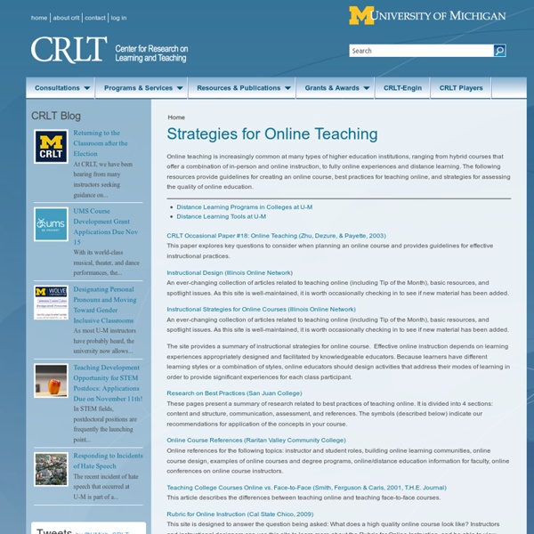 Strategies for Online Teaching