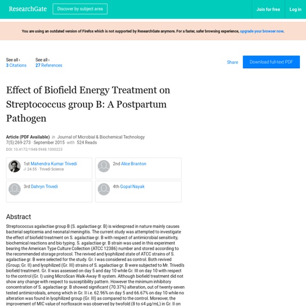 Streptococcus agalactiae group B: Biofield Treatment