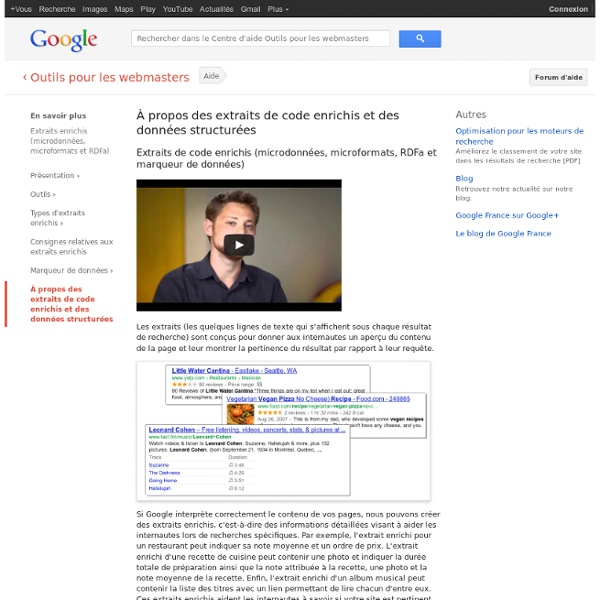 À propos des extraits de code enrichis et des données structurées - Centre d'aide Outils pour les webmasters