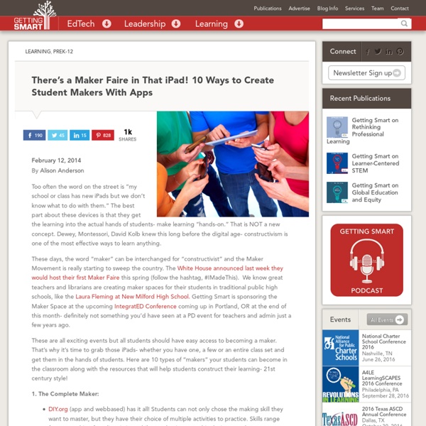 There's a Maker Faire in That iPad! 10 Ways to Create Student Makers With Apps - Getting Smart by Alison Anderson - edapps, iPad, maker, maker fair, makerchat, makered