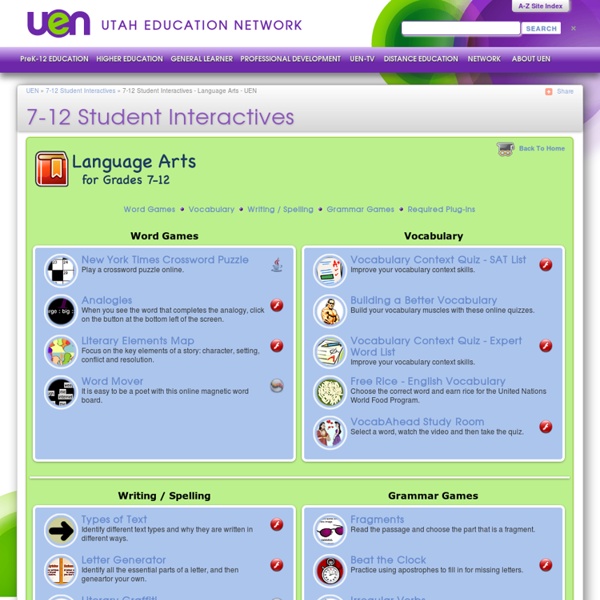 7-12 Student Interactives - Language Arts