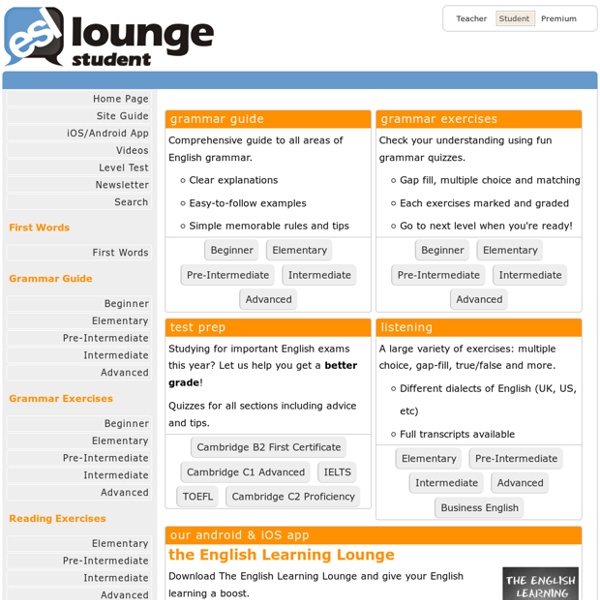 Esl-lounge.com Student - Learn English for Free! English Grammar, Vocabulary, Reading & Listening