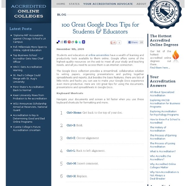 100 Google Docs Tips