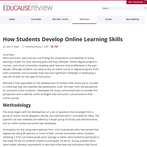 How Students Develop Online Learning Skills (EDUCAUSE Quarterly