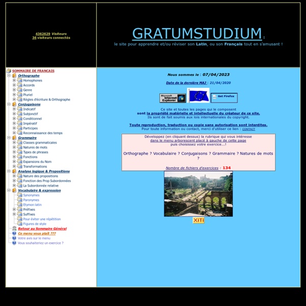 GRATUM STUDIUM ... le site pour apprendre ou réviser son latin ou son français !!!