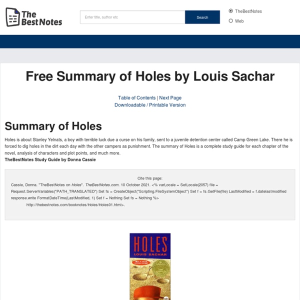 Free Study Guide for Holes by Louis Sachar