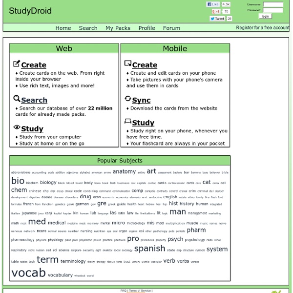 StudyDroid: FlashCards on the web, and in your hand!