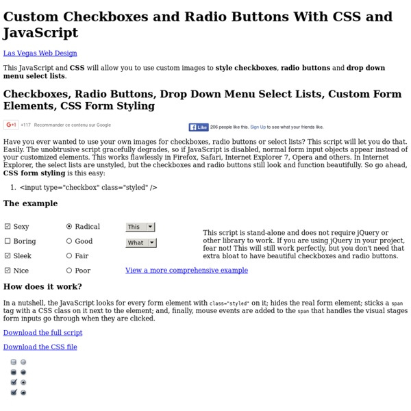 Custom Checkboxes, Custom Radio Buttons, Custom Select Lists