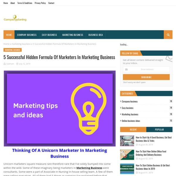 5 Successful Hidden Formula Of Marketers In Marketing Business