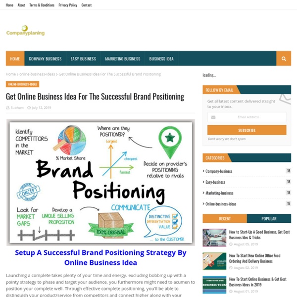 Get Online Business Idea For The Successful Brand Positioning
