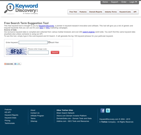 Free Search Term Suggestion Tool by KeywordDiscovery.com