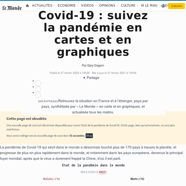 Coronavirus : suivez la propagation de la pandémie en France et dans le monde