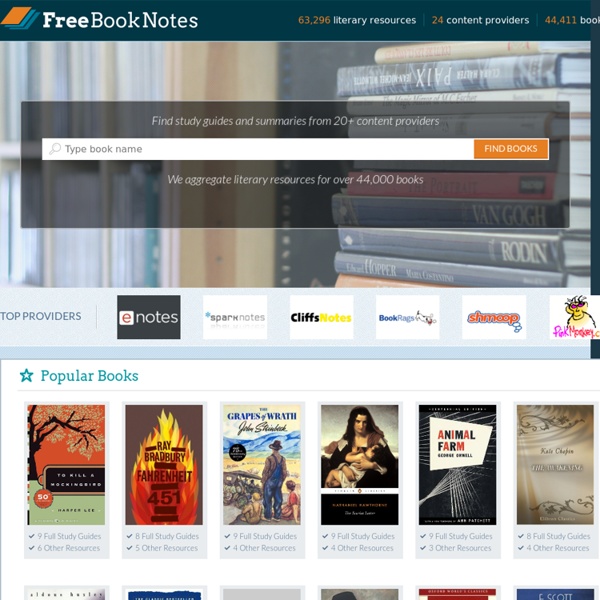 Free Book Notes.com - Free Cliff Notes, Book Notes, Summaries & Study Guides