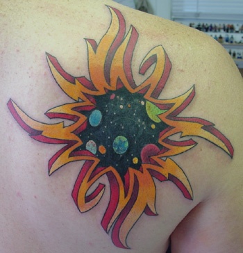 planets and sun tattoos