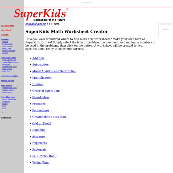 Printables Worksheet Creator math worksheet creator pearltrees creator