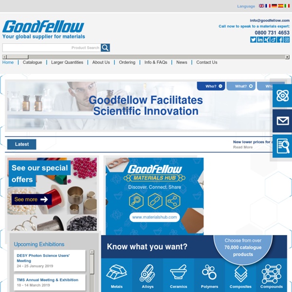 Supplier of materials for research and development - Goodfellow