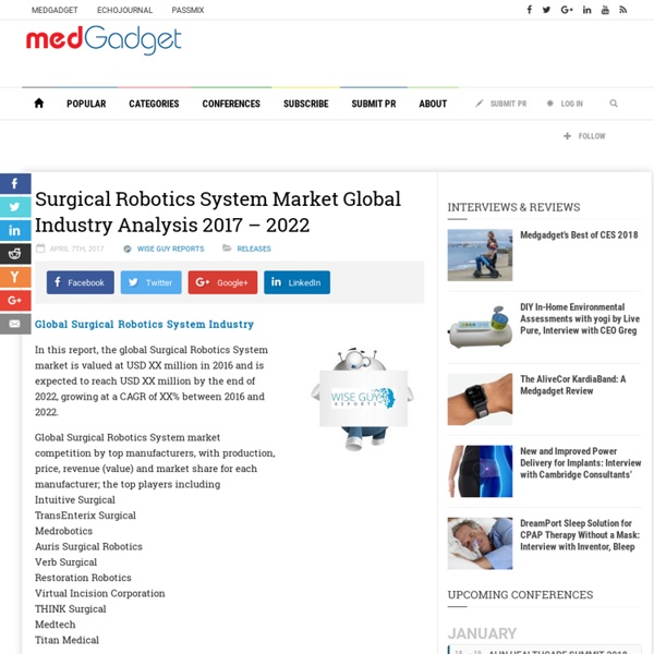 Surgical Robotics System Market Global Industry Analysis 2017 – 2022