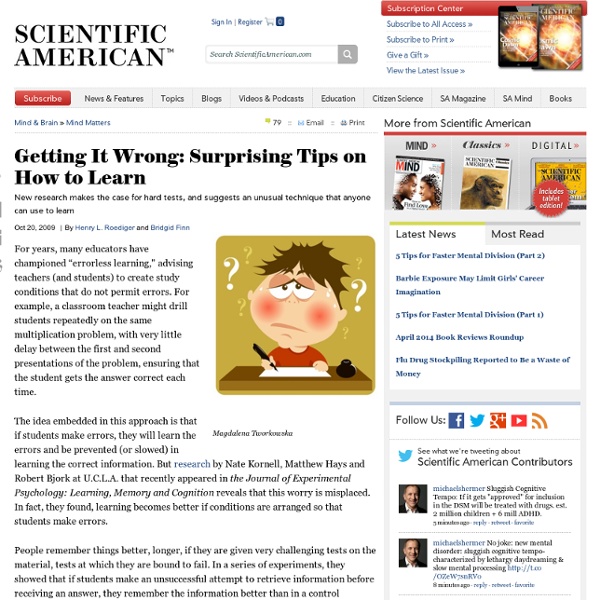 Getting It Wrong: Surprising Tips on How to Learn