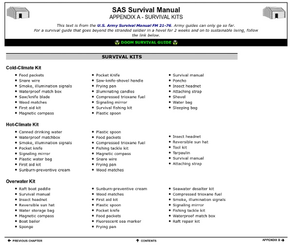 SAS Survival Manual - Appendix A - Survival Kits