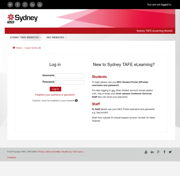 Sydney TAFE eLearning Moodle: Log in to the site