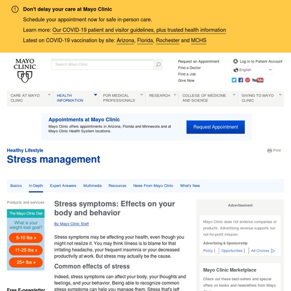 Stress symptoms: Effects on your body and behavior