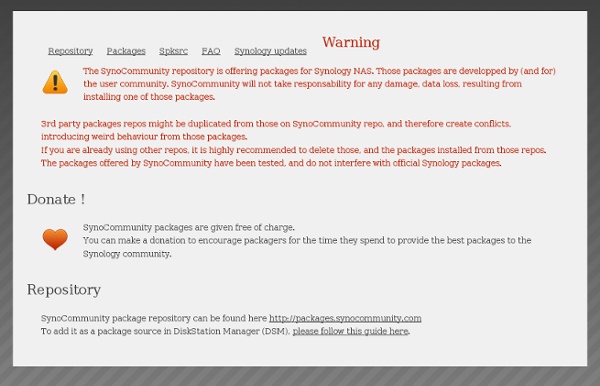 SynoCommunity - Dépôt de paquets pour NAS Synology