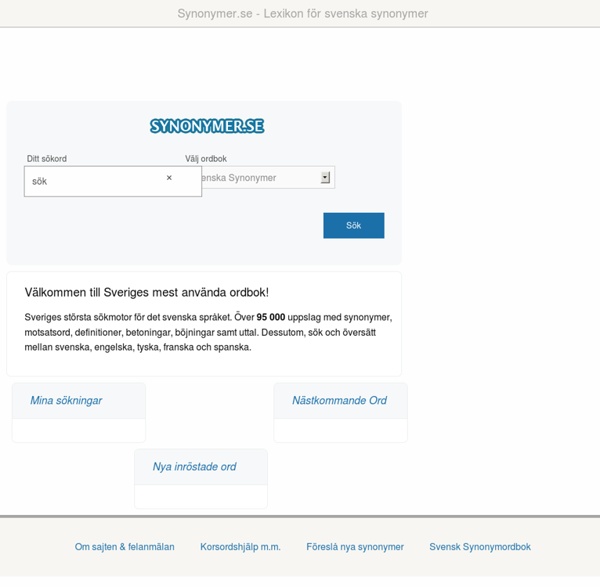 Synonymer.se - Lexikon & ordbok för svenska synonymer