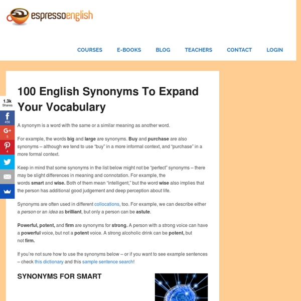 100 English Synonyms to Expand Your Vocabulary – Espresso English