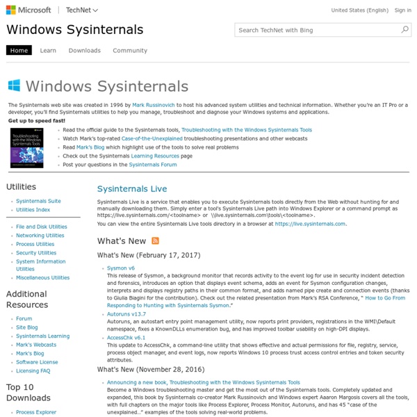 Windows Sysinternals: Documentation, downloads and additional resources