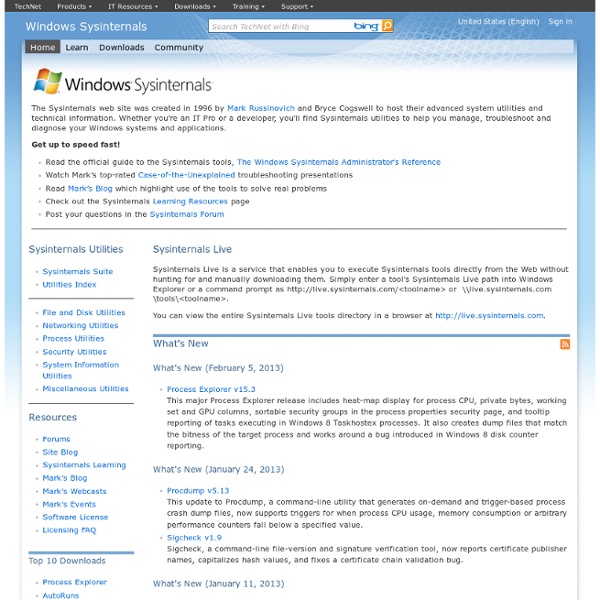 Windows Sysinternals: Documentation, downloads and additional resources