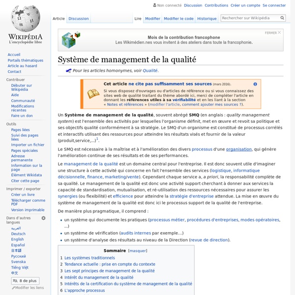 Les outils Système de management de la qualité