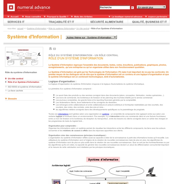 Système d'Information - Rôle du système d'information - Un rôle central - Rôle d'un Système d'Information