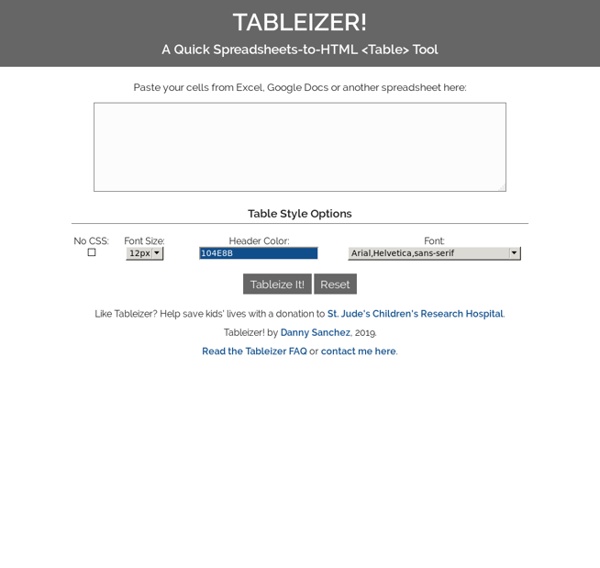 Spreadsheets to HTML Tables Tool