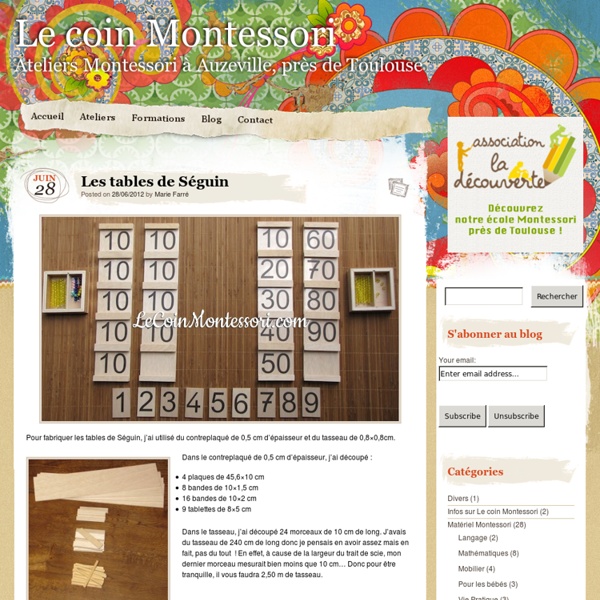 » Les tables de Séguin Le coin Montessori