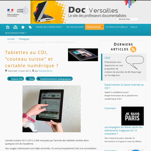 Tablettes au CDI, « couteau suisse » et cartable numérique ?