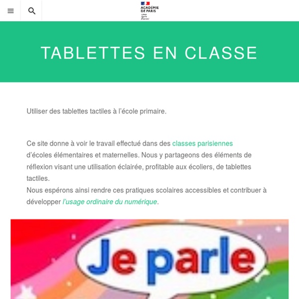 SITE + RSS Ac. Paris : Tablettes tactiles en classe